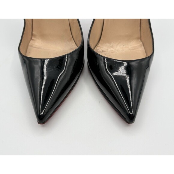 Christian Louboutin Kate 100mm Black Patent Leather Stiletto Pumps Sz EU 38 - Picture 4 of 11